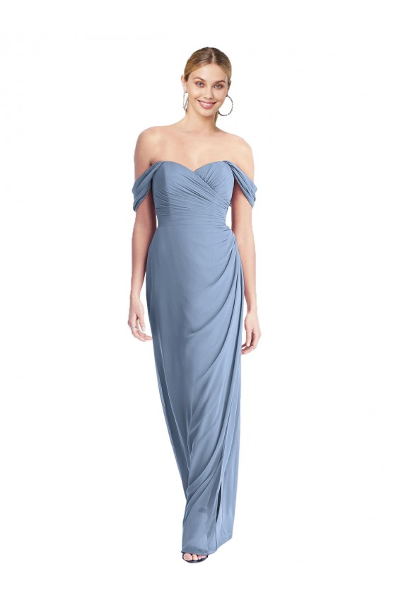 Outlet Sleeveless Soft Chiffon Low Back Mermaid Dusty Blue Maxi Evening Dress Canada