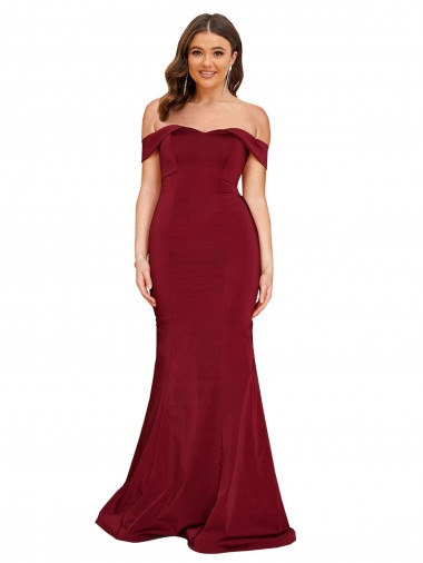 Outlet Sleeveless Spandex Mermaid Burgundy Plus Size Evening Dress Canada