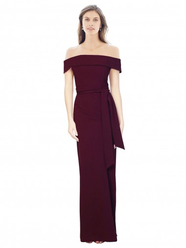 Outlet Sleeveless Stretch Crepe Low Back Mermaid Burgundy Gold Evening Dress Canada