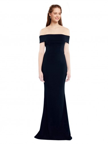 Outlet Sleeveless Stretch Crepe Keyhole Back Mermaid Dark Navy Evening Dress Canada