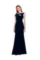 Outlet Sleeveless Stretch Crepe Mermaid Dark Navy Evening Dress Canada