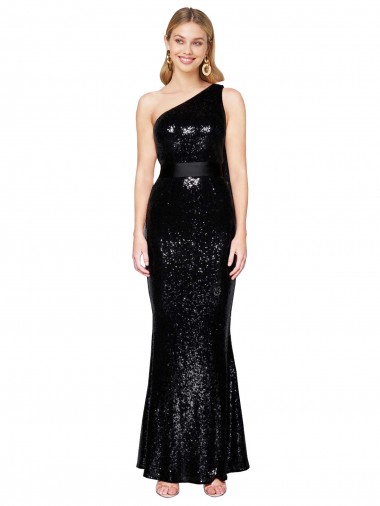 Outlet Sleeveless Sequin Mermaid Black Evening Dress Canada