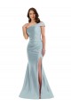 Outlet Sleeveless Silky Satin Mermaid Light Sky Blue Evening Dress Canada