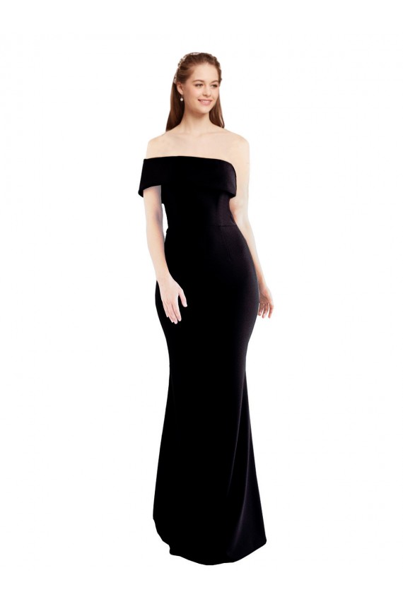 Outlet Sleeveless Stretch Crepe Keyhole Back Mermaid Black Evening Dress Canada
