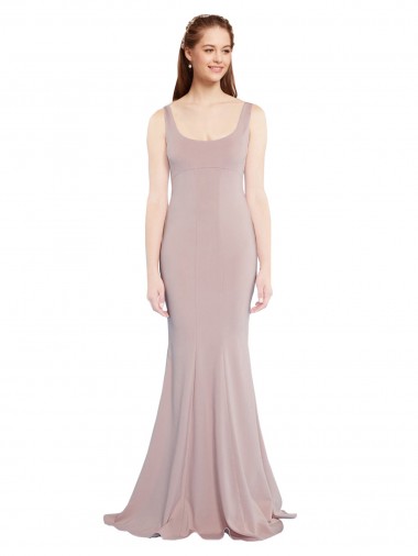 Outlet Cap Sleeves Stretch Crepe Mermaid Dusty Pink Evening Dress Canada