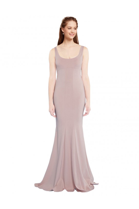 Outlet Cap Sleeves Stretch Crepe Mermaid Dusty Pink Evening Dress Canada