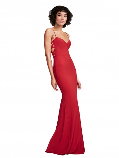 Outlet Sleeveless Stretch Crepe Mermaid Red Evening Gown Canada