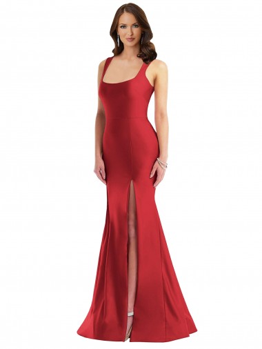 Outlet Sleeveless Silky Satin Mermaid Red Plus Size Evening Dress Canada