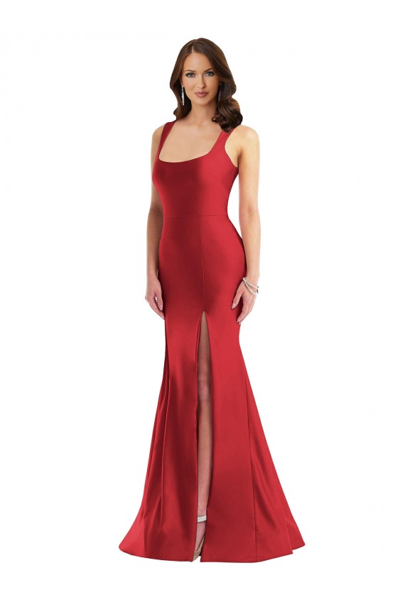 Outlet Sleeveless Silky Satin Mermaid Red Plus Size Evening Dress Canada