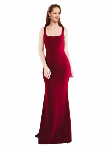 Outlet Sleeveless Stretch Crepe Mermaid Burgundy Evening Dress Canada