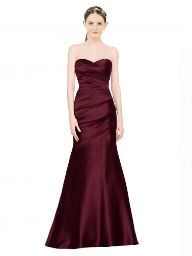 Outlet Sleeveless Luxe Satin Low Back Mermaid Burgundy Evening Dress Canada