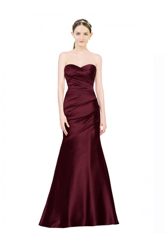 Outlet Sleeveless Luxe Satin Low Back Mermaid Burgundy Evening Dress Canada