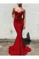 Outlet Sleeveless Velvet Sequin Mermaid Burgundy Sweetheart Evening Dress Canada