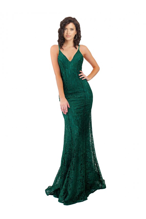 Outlet Sleeveless Lace Open Back Mermaid Dark Green Semi Formal Evening Dress Canada