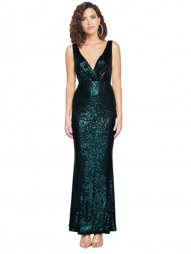 Outlet Sleeveless Sequin Mermaid Dark Green Evening Dress Canada