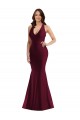 Outlet Sleeveless Silky Satin Open Back Mermaid Burgundy Sexy Plus Size Evening Dress Canada