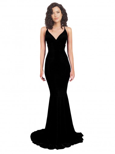 Outlet Sleeveless Spandex Open Back Mermaid Black Sexy Evening Dress Canada