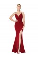 Outlet Sleeveless Stretch Crepe V-Back Mermaid Burgundy Sexy Evening Dress Canada