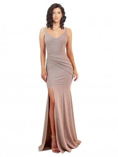 Outlet Sleeveless Stretch Crepe Low Back Mermaid Dusty Pink Sexy Evening Dress Canada