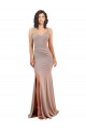 Outlet Sleeveless Stretch Crepe Low Back Mermaid Dusty Pink Sexy Evening Dress Canada