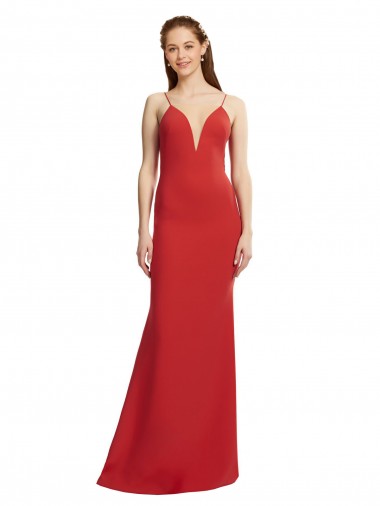 Outlet Sleeveless Stretch Crepe Open Back Mermaid Red Evening Dress Canada