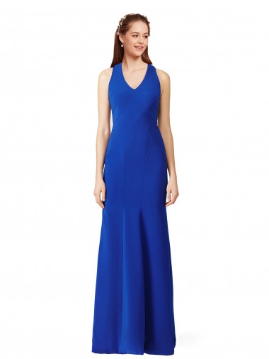 Outlet Sleeveless Stretch Crepe Mermaid Royal Blue Evening Dress Canada