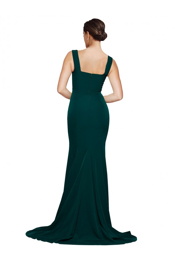 Outlet Sleeveless Stretch Crepe Sheath Midnight Green Semi Formal Evening Dress Canada