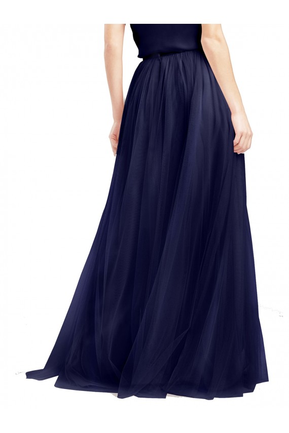 Outlet Sleeveless Tulle A-Line Navy Blue Semi Formal Bridal Party Dress Canada
