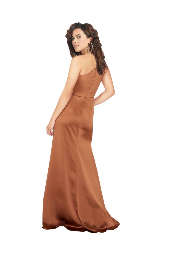 Outlet Sleeveless Silky Satin A-Line Orange Evening Dress Canada