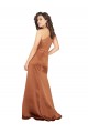 Outlet Sleeveless Silky Satin A-Line Orange Evening Dress Canada