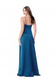 Outlet Sleeveless Silky Satin Low Back A-Line Peacock Blue Evening Dress Canada
