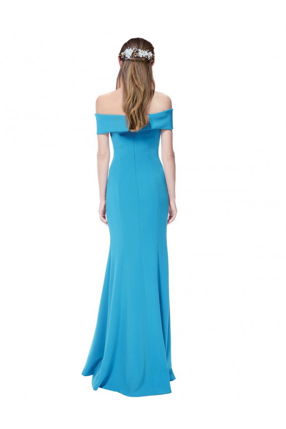 Outlet Sleeveless Stretch Crepe Sheath Peacock Blue Evening Dress Canada