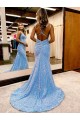 Outlet Sleeveless Velvet Sequin Sheath Periwinkle Semi Formal Evening Dress Canada