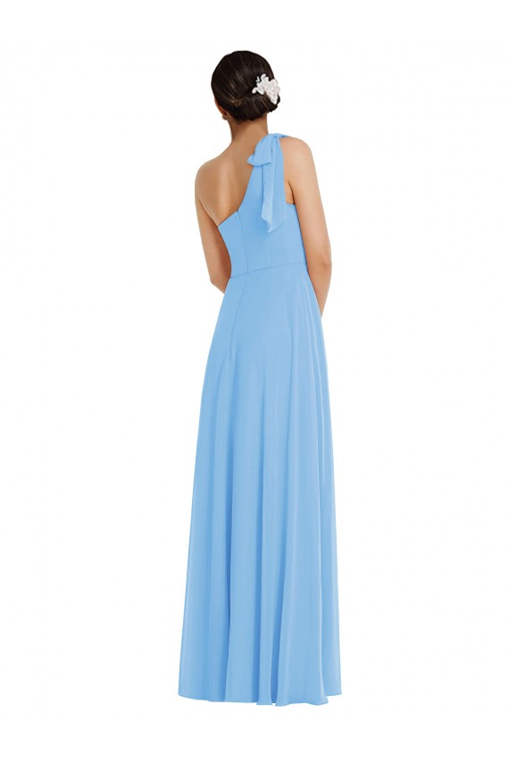Outlet Sleeveless Soft Chiffon Trumpet Periwinkle Maxi Evening Dress Canada