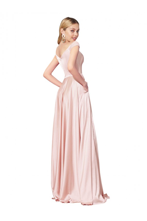 Outlet Sleeveless Satin A-Line Pink Evening Dresses Canada