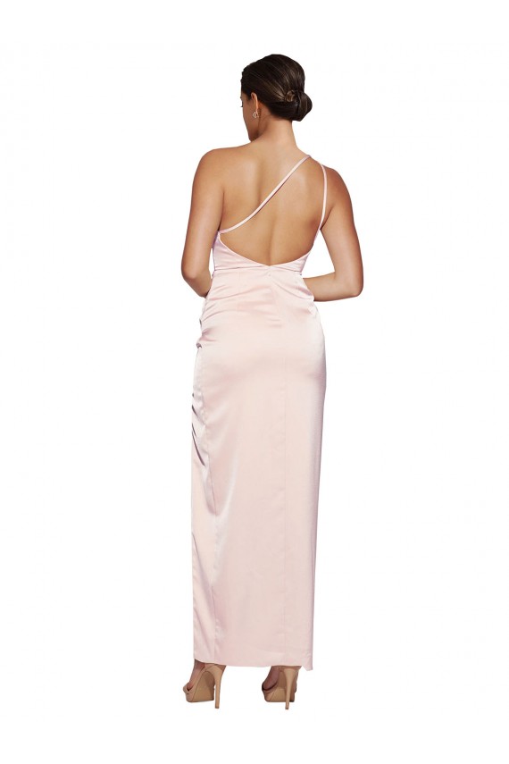 Outlet Sleeveless Silky Satin Low Back A-Line Pink Semi Formal Evening Dress Canada