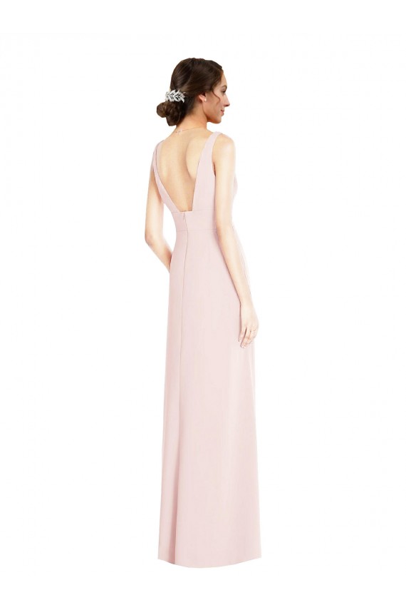 Outlet Sleeveless Stretch Crepe Low Back A-Line Pink Semi Formal Evening Dress Canada