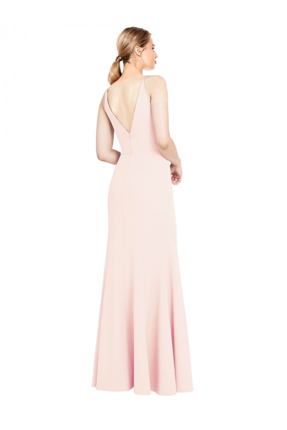 Outlet Sleeveless Stretch Crepe V-Back A-Line Pink Evening Dress Canada