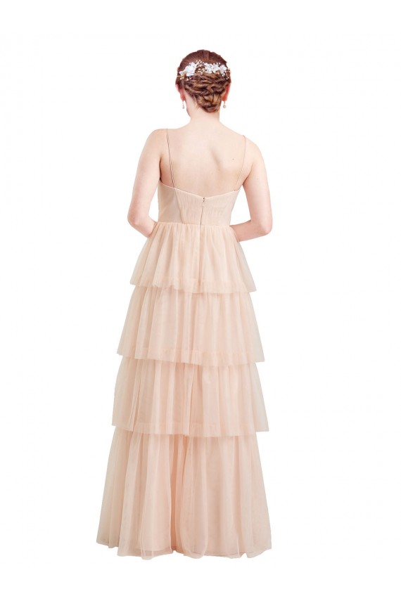 Outlet Sleeveless Tulle A-Line Pink Semi Formal Evening Dress Canada