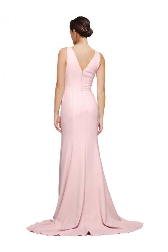 Outlet Sleeveless Stretch Crepe V-Back A-Line Pink Semi Formal Evening Gown Canada