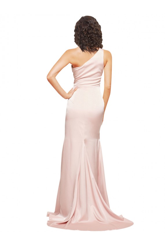 Outlet Sleeveless Silky Satin Sheath Pink Sexy Evening Dress Canada