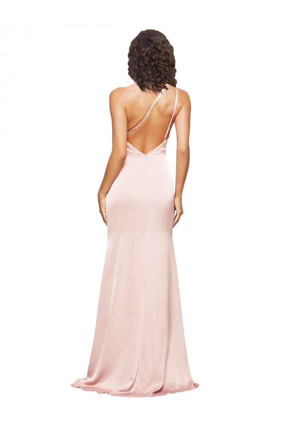 Outlet Sleeveless Silky Satin Low Back Sheath Pink Evening Dress Canada