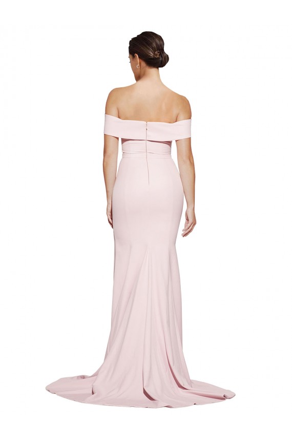 Outlet Sleeveless Stretch Crepe Low Back Sheath Pink Bridal Party Dress Canada