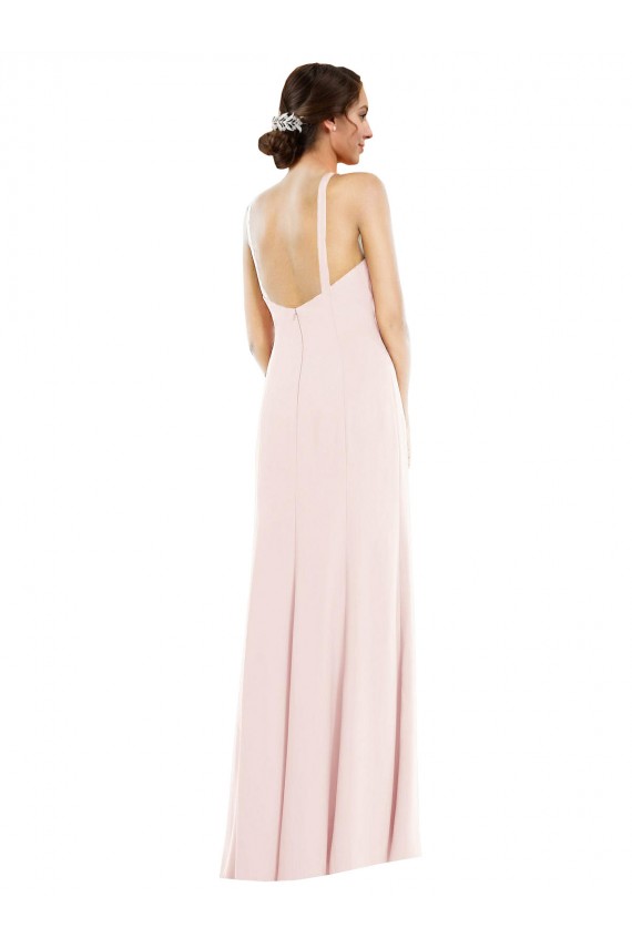 Outlet Sleeveless Stretch Crepe Low Back Trumpet Pink Evening Dress Canada