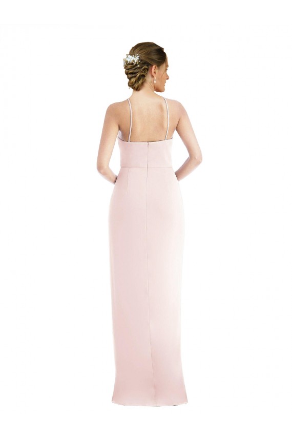 Outlet Sleeveless Stretch Crepe Trumpet Pink Maxi Evening Dress Canada
