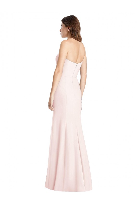 Outlet Sleeveless Stretch Crepe Low Back Trumpet Pink Semi Formal Evening Dress Canada