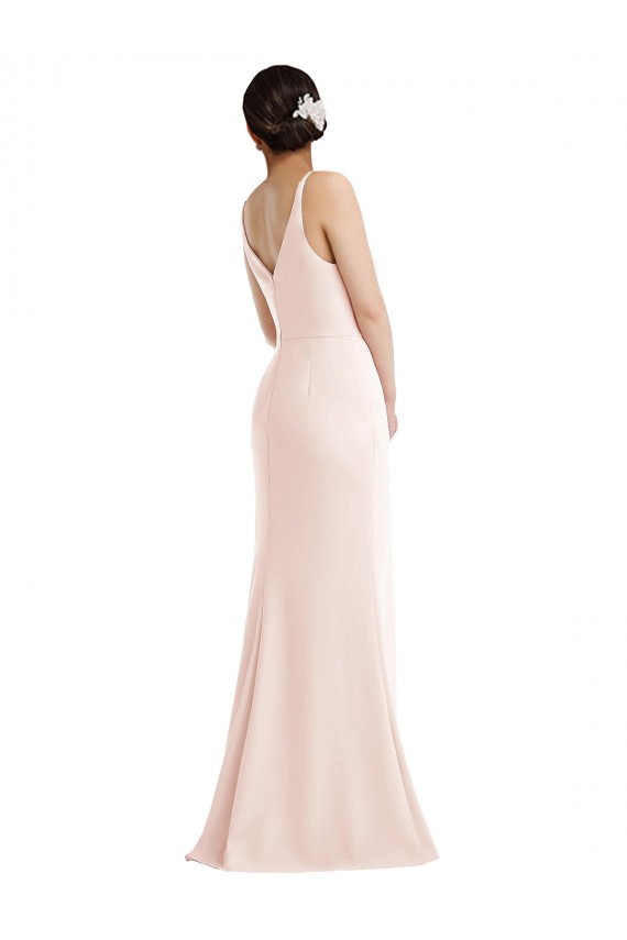 Outlet Sleeveless Stretch Crepe V-Back Trumpet Pink Evening Dress Canada