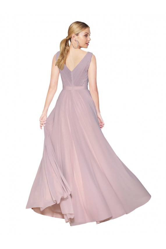 Outlet Sleeveless Soft Chiffon V-Back A-Line Primrose Evening Dress Canada