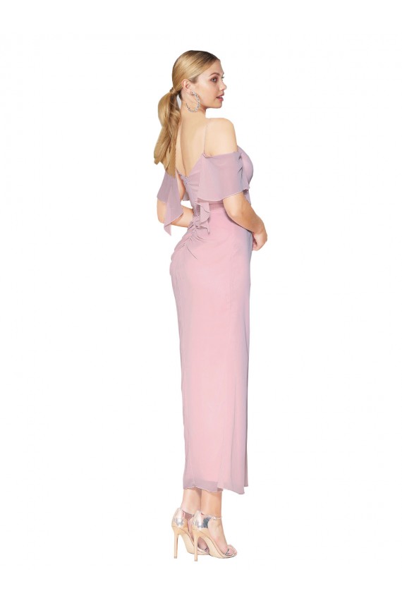 Outlet Cold Shoulder Soft Chiffon Mermaid Primrose Evening Dress Canada