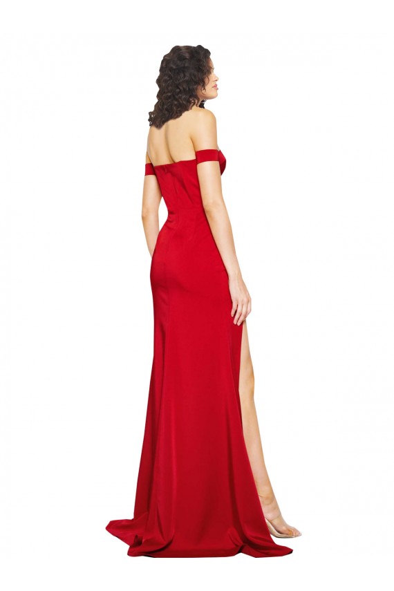 Outlet Sleeveless Silky Satin A-Line Red Evening Dress Canada
